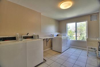 Laundry room interior at The Luxe, California